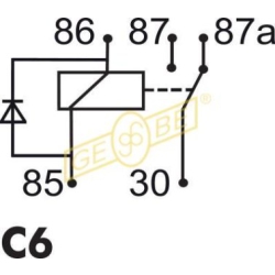 PRZEKAŹNIK MINI 12V 15/25A GEBE 990571 Z DIODĄ